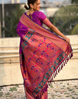 Purple Yeola Nath Paithani Silk Zari Woven Saree