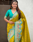 Mehendi Green Darbari Pashmina Silk Zari Woven Saree