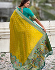 Mehendi Green Darbari Pashmina Silk Zari Woven Saree