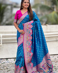 Blue Darbari Pashmina Silk Zari Woven Saree