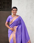 Lavender Paithani Silk Zari Woven Saree with Mahalaxmi Pallu