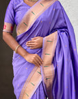Lavender Paithani Silk Zari Woven Saree with Mahalaxmi Pallu