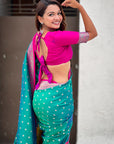 Peacock Blue Darbari Pashmina Silk Zari Woven Saree