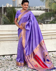 Lavender Paithani Silk Zari Woven Saree with Mahalaxmi Pallu