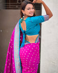 Magenta Darbari Pashmina Silk Zari Woven Saree
