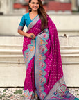 Magenta Darbari Pashmina Silk Zari Woven Saree