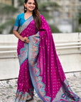 Magenta Darbari Pashmina Silk Zari Woven Saree