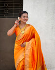 Mustard Yellow Paithani Silk Zari Woven Saree with Mahalaxmi Pallu