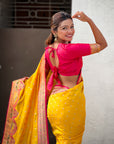 Mustard Yellow Darbari Pashmina Silk Zari Woven Saree