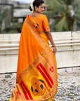Mustard Yellow Paithani Silk Zari Woven Saree with Mahalaxmi Pallu