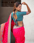 Pink Darbari Pashmina Silk Zari Woven Saree