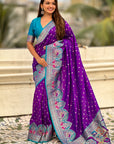 Purple Darbari Pashmina Silk Zari Woven Saree