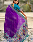 Purple Darbari Pashmina Silk Zari Woven Saree
