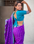 Purple Darbari Pashmina Silk Zari Woven Saree