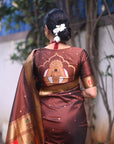 Coffee Paithani Silk Zari Woven Saree with Mahalaxmi Pallu