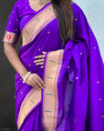 Purple Paithani Silk Zari Woven Saree with Mahalaxmi Pallu