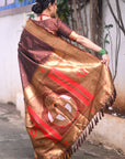 Coffee Paithani Silk Zari Woven Saree with Mahalaxmi Pallu