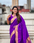 Purple Paithani Silk Zari Woven Saree with Mahalaxmi Pallu