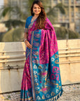 Magenta Soft Silk Zari Woven Contrast Ikkat Patola Saree