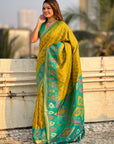 Mehendi Green Soft Silk Zari Woven Contrast Ikkat Patola Saree