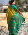 Mehendi Green Soft Silk Zari Woven Contrast Ikkat Patola Saree