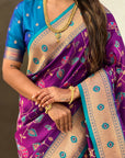 Purple Paithani Silk Meenakari Zari Woven Jaal Saree