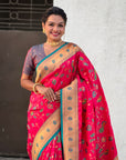 Pink Paithani Silk Meenakari Zari Woven Jaal Saree