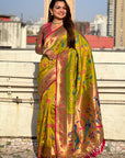 Mehendi Green Paithani Silk Meenakari Zari Woven Jaal Saree