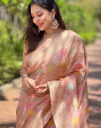 Baby Pink Meenakari Floral Jaal Zari Woven Organza Saree