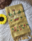 Yellow Premium Soft Muga Cotton Swan Pattern Saree