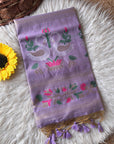 Lavender Premium Soft Muga Cotton Swan Pattern Saree
