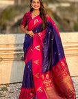 Violet Soft Silk with Zari Woven Tilak Contrast South Saree