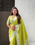 Green Paithani Silk Zari Woven Saree with Lotus Peacock Pallu