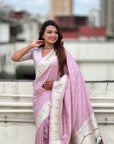 Lavender Paithani Silk Zari Woven Saree with Lotus Peacock Pallu