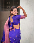 Violet Dual Zari Woven Paithani Silk Saree with Meenakari Pallu