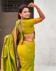 Mehendi Green Dual Zari Woven Paithani Silk Saree with Meenakari Pallu
