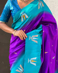 Purple Soft Silk with Zari Woven Tilak Contrast South Saree