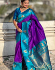 Purple Soft Silk with Zari Woven Tilak Contrast South Saree