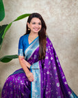 Purple Banarasi Silk Zari Woven Floral Jaal with Butterfly Saree