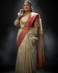 Soft Silk with Rich Dual Zari Woven Saree with Contrast Border