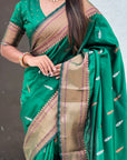 Green Dual Zari Woven Paithani Silk Saree with Meenakari Pallu