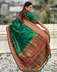 Green Dual Zari Woven Paithani Silk Saree with Meenakari Pallu
