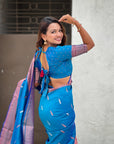 Blue Dual Zari Woven Paithani Silk Saree with Meenakari Pallu