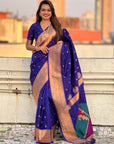 Violet Gudi Padwa Special Paithani Silk Zari Woven Saree