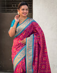 Magenta Soft Meenakari Patola Silk Contrast Zari Woven Saree