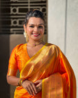 Orange Gudi Padwa Special Paithani Silk Zari Woven Saree