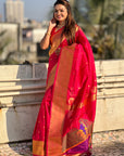 Pink Gudi Padwa Special Paithani Silk Zari Woven Saree