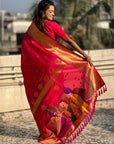 Pink Gudi Padwa Special Paithani Silk Zari Woven Saree