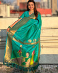 Aqua Blue Gudi Padwa Special Paithani Silk Zari Woven Saree
