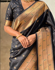 Black Gudi Padwa Special Paithani Silk Zari Woven Saree